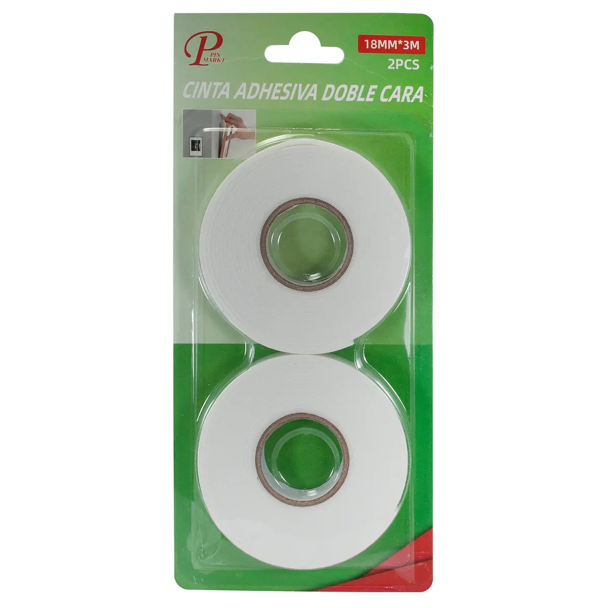 Cinta Pinmarkt Doble Cara 2 Piezas 18 Mm 3 Mts. - La Nueva Eléctrica 1