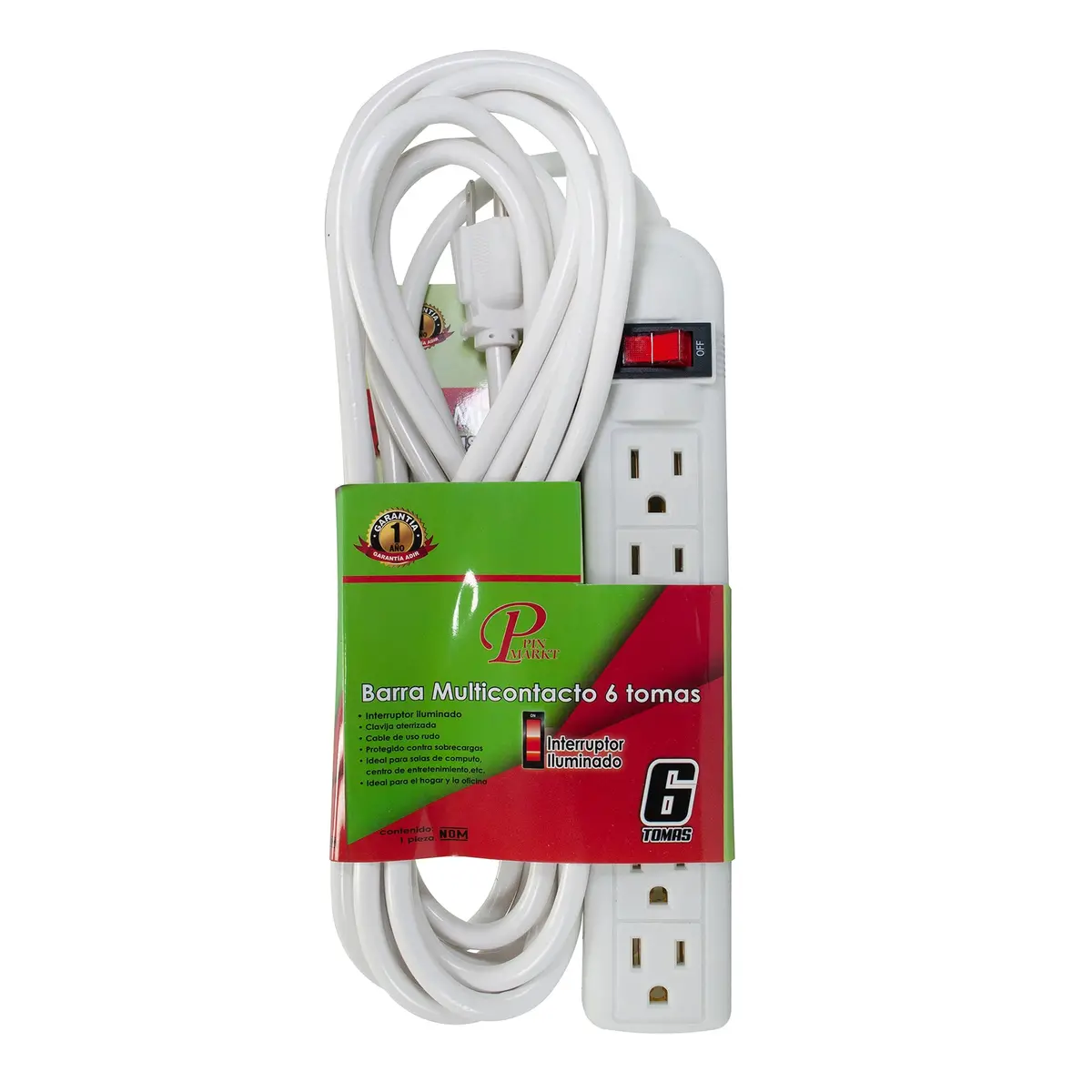 Multicontacto Pinmarkt 6 Contactos 5 Metros - La Nueva Eléctrica 1