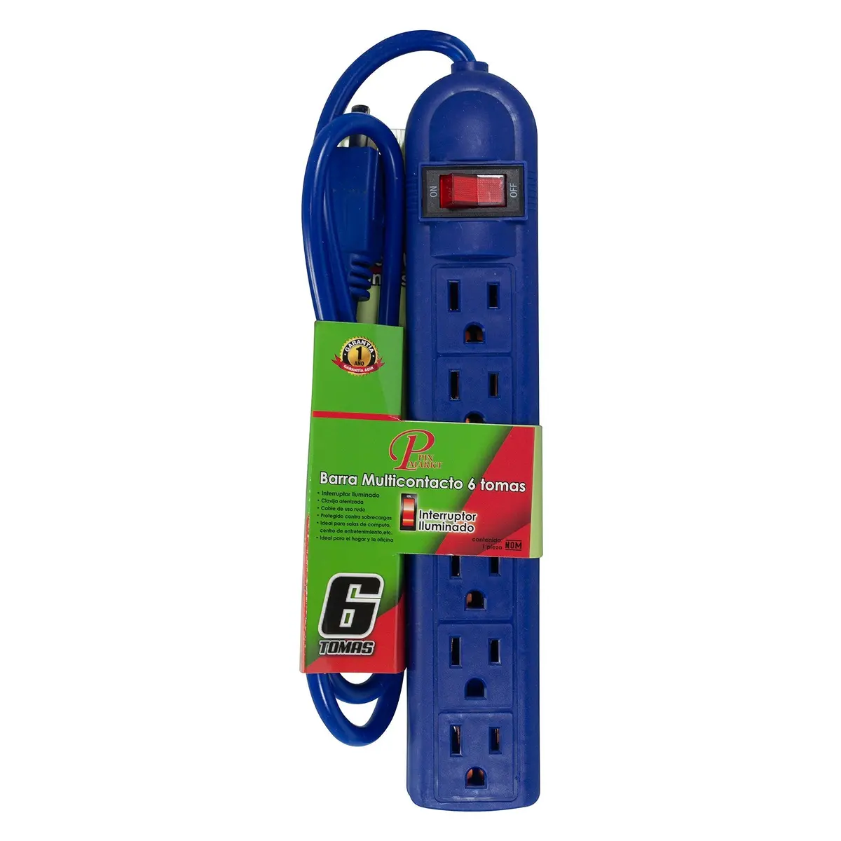 Multicontacto Pinmarkt 6 Contacto Azul - La Nueva Eléctrica 1