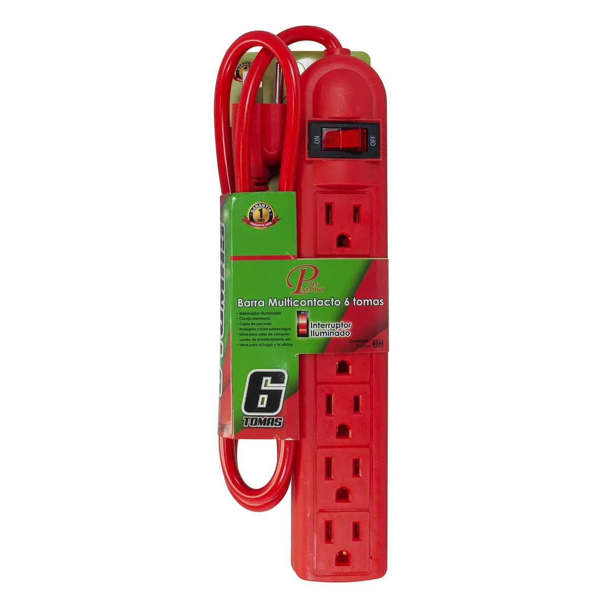 Multicontacto Pinmarkt 6 Contacto Rojo - La Nueva Eléctrica 1