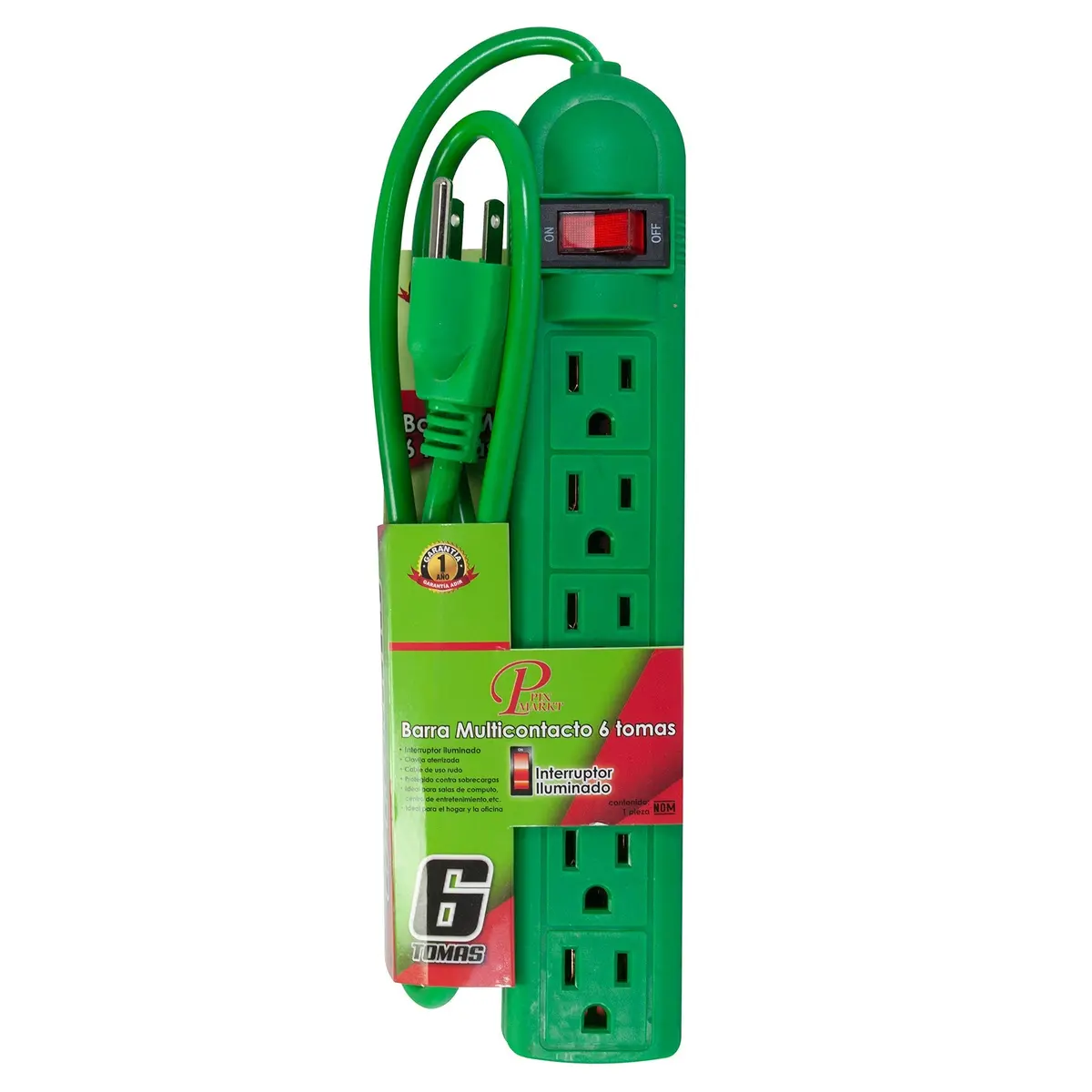 Multicontacto Pinmarkt 6 Contacto Verde - La Nueva Eléctrica 1