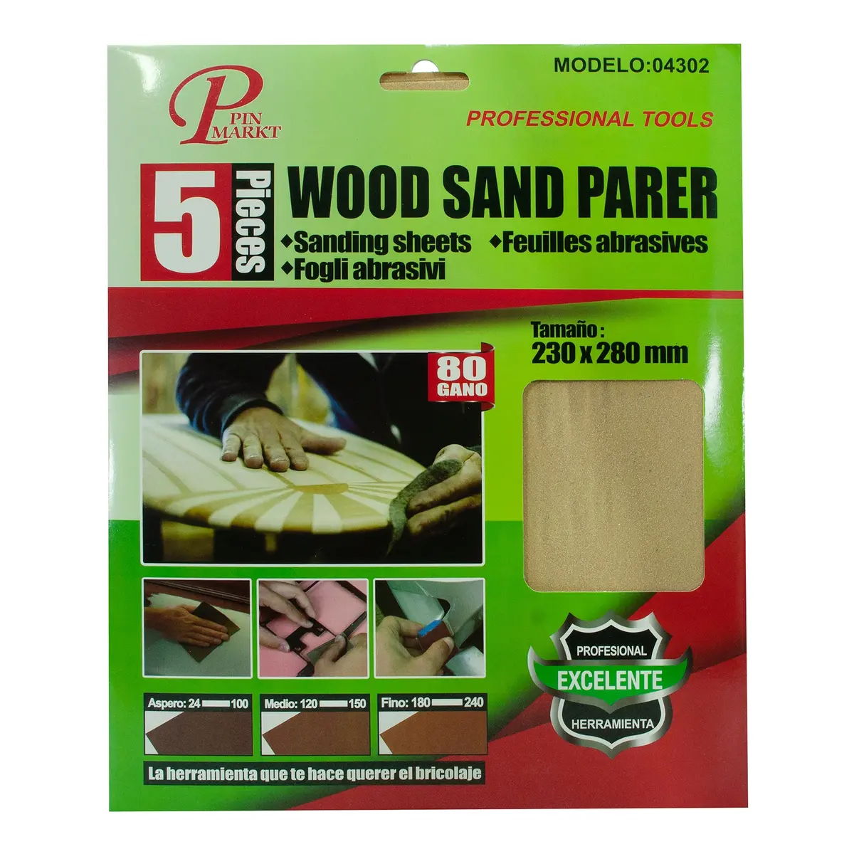 Lija Pinmarkt 5 Piezas Para Madera 80 - La Nueva Eléctrica 1