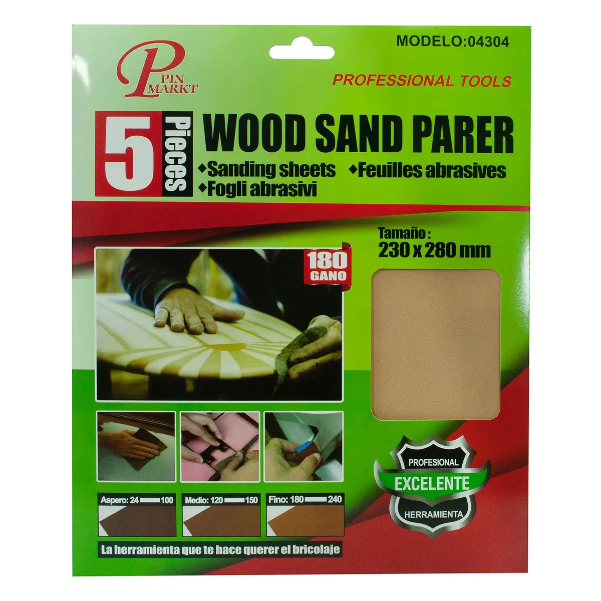 Lija Pinmarkt 5 Piezas Para Madera 180 - La Nueva Eléctrica 1