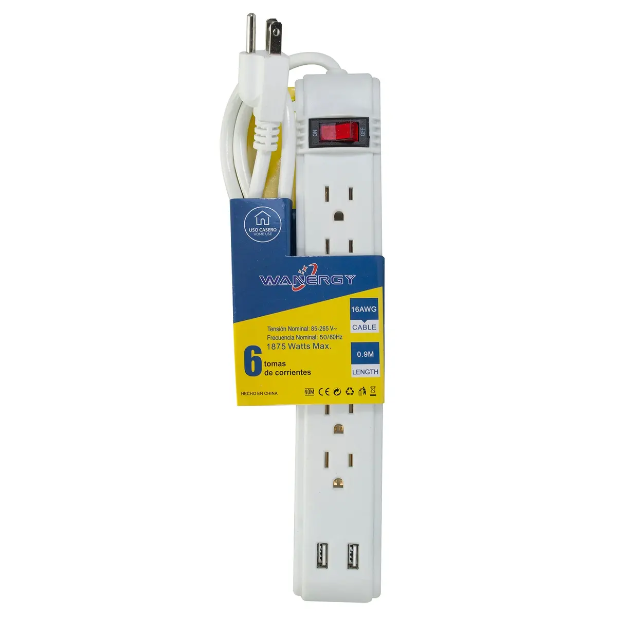 Multicontacto Wanergy 6 Contactos Más 2 Usb - La Nueva Eléctrica 1