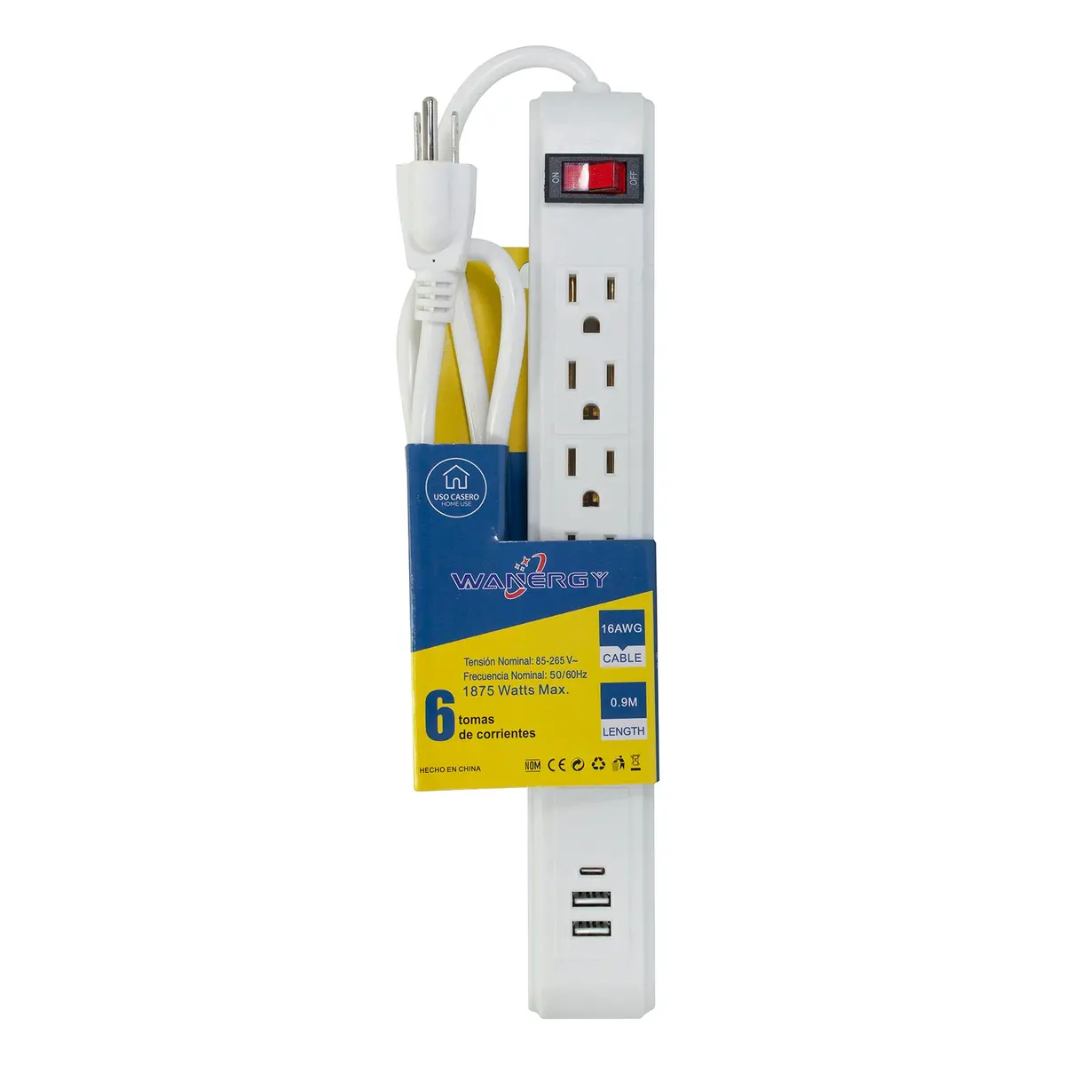 Multicontacto Wanergy 6 Contactos Más 2 Usb - La Nueva Eléctrica 1