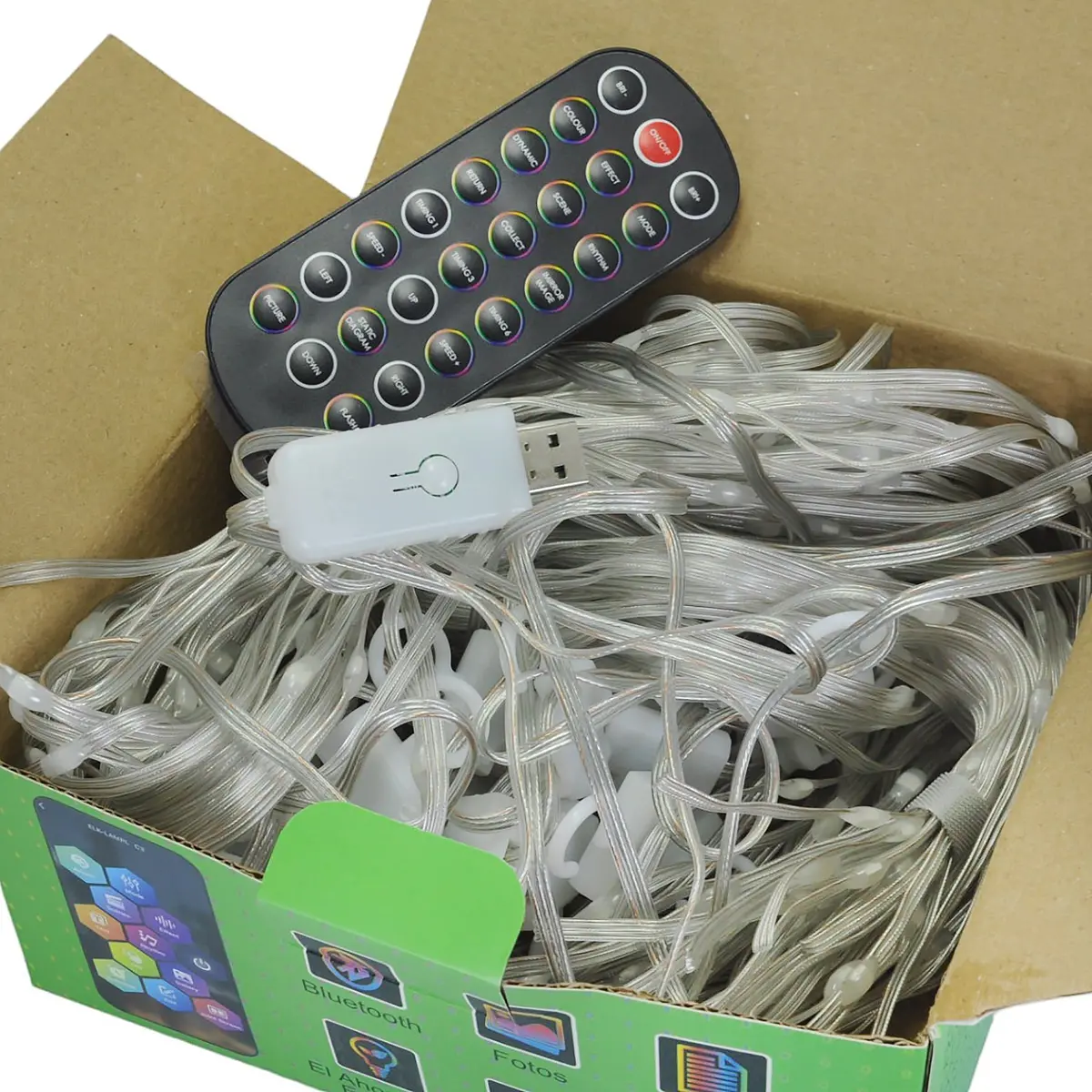 Cortina Pinmarkt Led 2Mts X 2Mts Figuras Con Aplicación - La Nueva Eléctrica 1