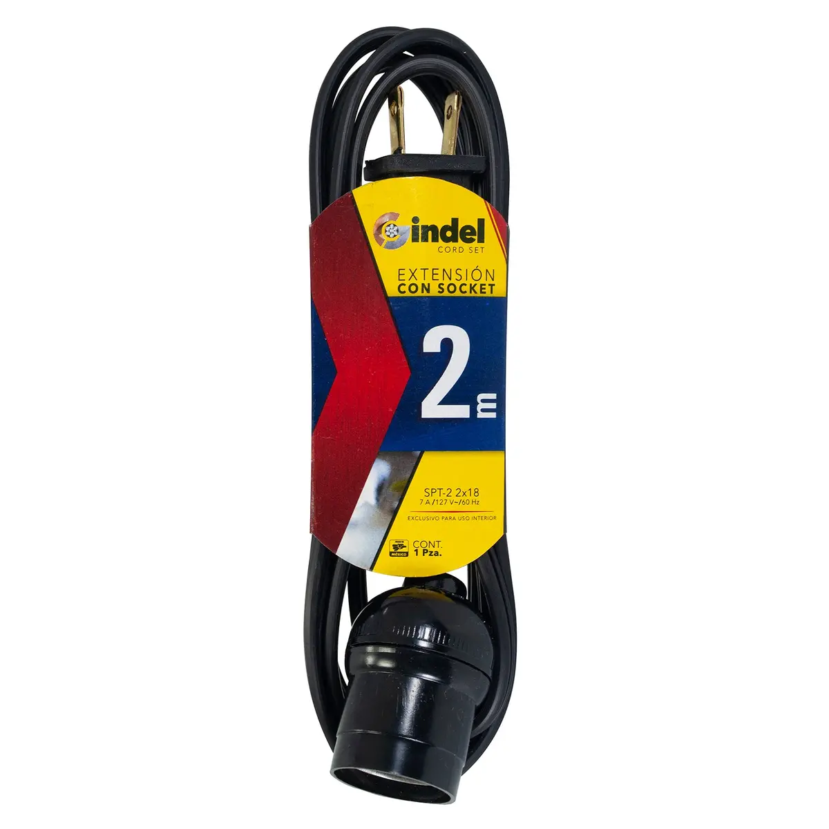 Extensión Gindel Con Soquet 2 Mts. - La Nueva Eléctrica 1