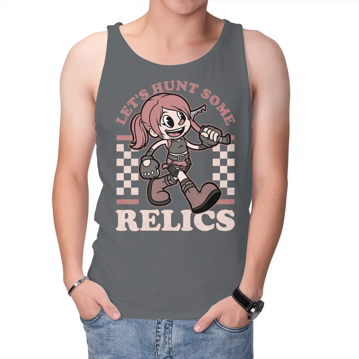 Archeologist-Themed Game Mascot Tank Top - Image 7