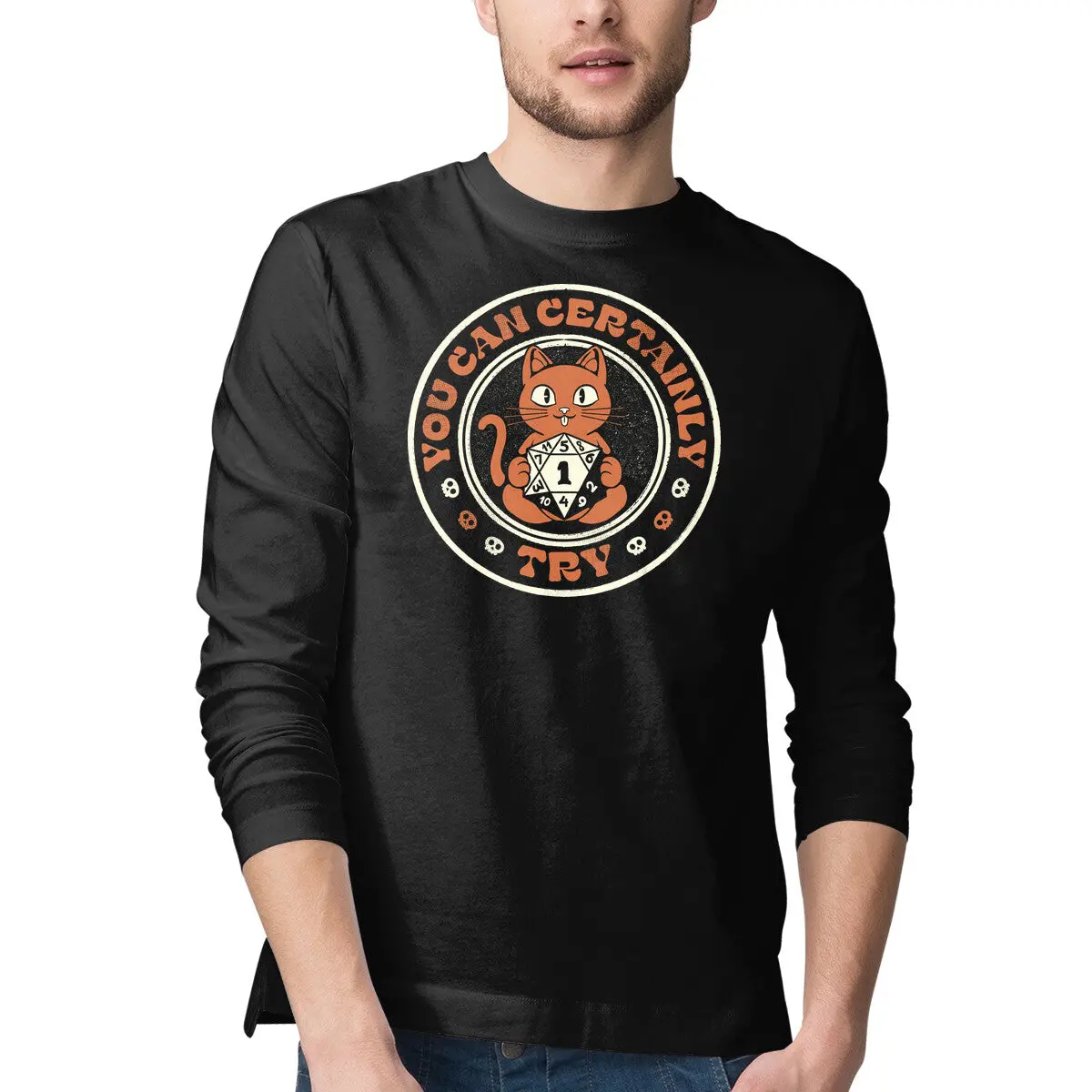 RPG Cat Long-Sleeve Men's T-Shirt - Image 4