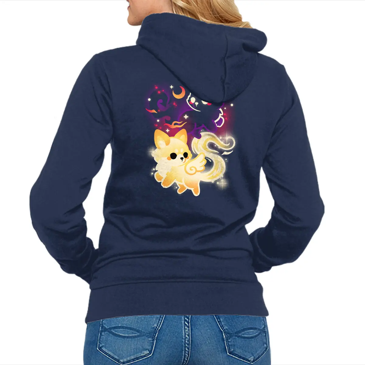 Fox-Themed Zip-Up Sweatshirt for Day and Night - Image 4