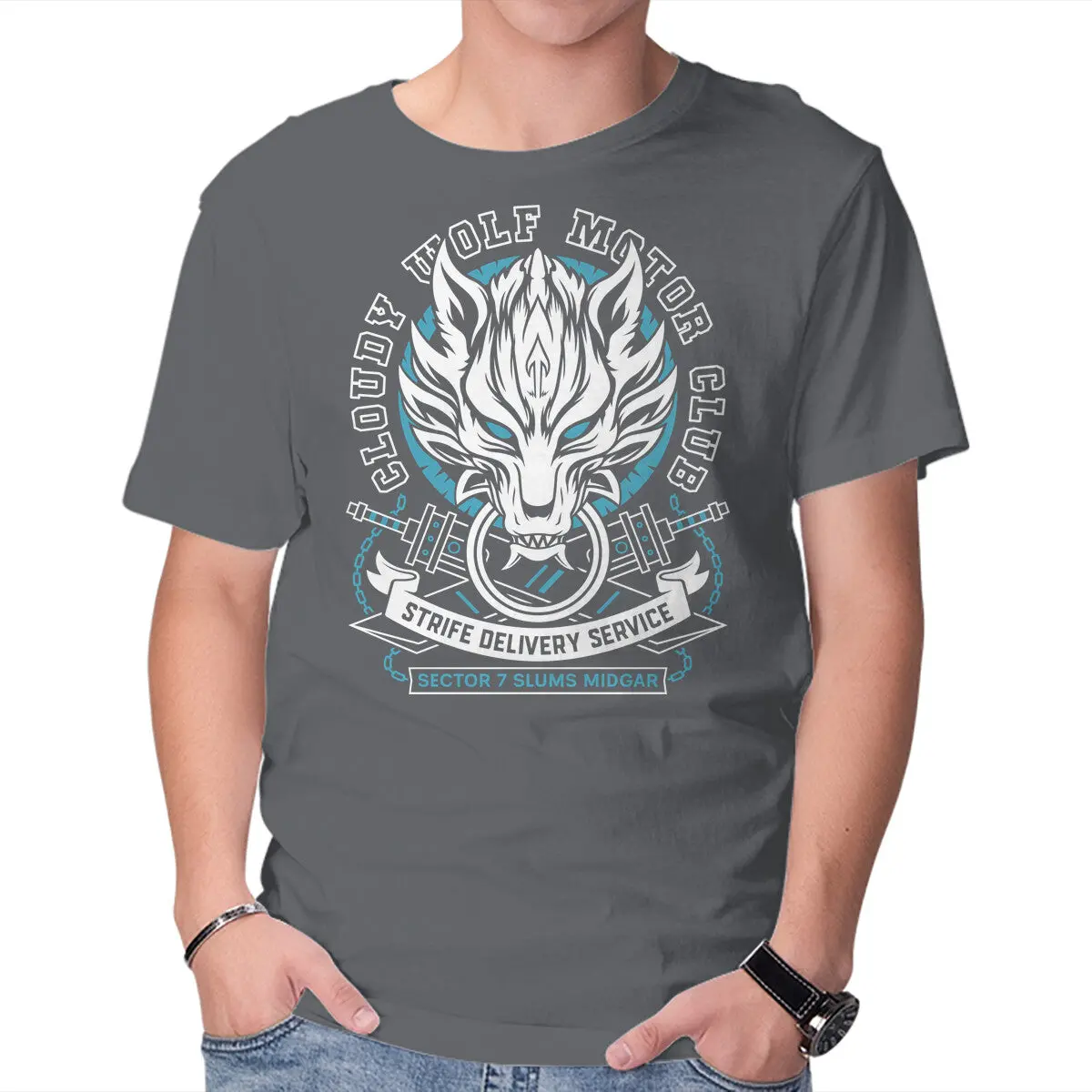Cloudy Wolf Midgar Motor Graphic T-Shirt - Image 9