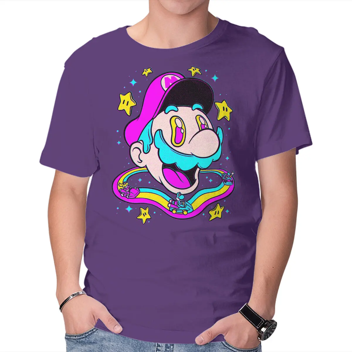 Psychedelic Mushroom Race T-Shirt for Men - Image 17