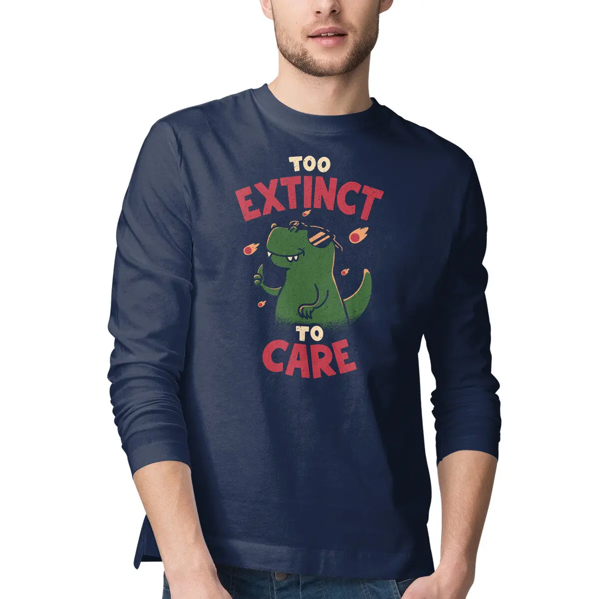 Too Extinct to Care Unisex Long-Sleeve T-Shirt - Image 4