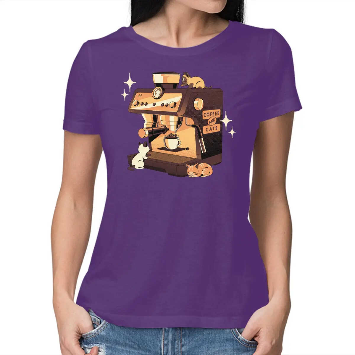 Cute Coffee and Cat Lover T-Shirt - Image 13