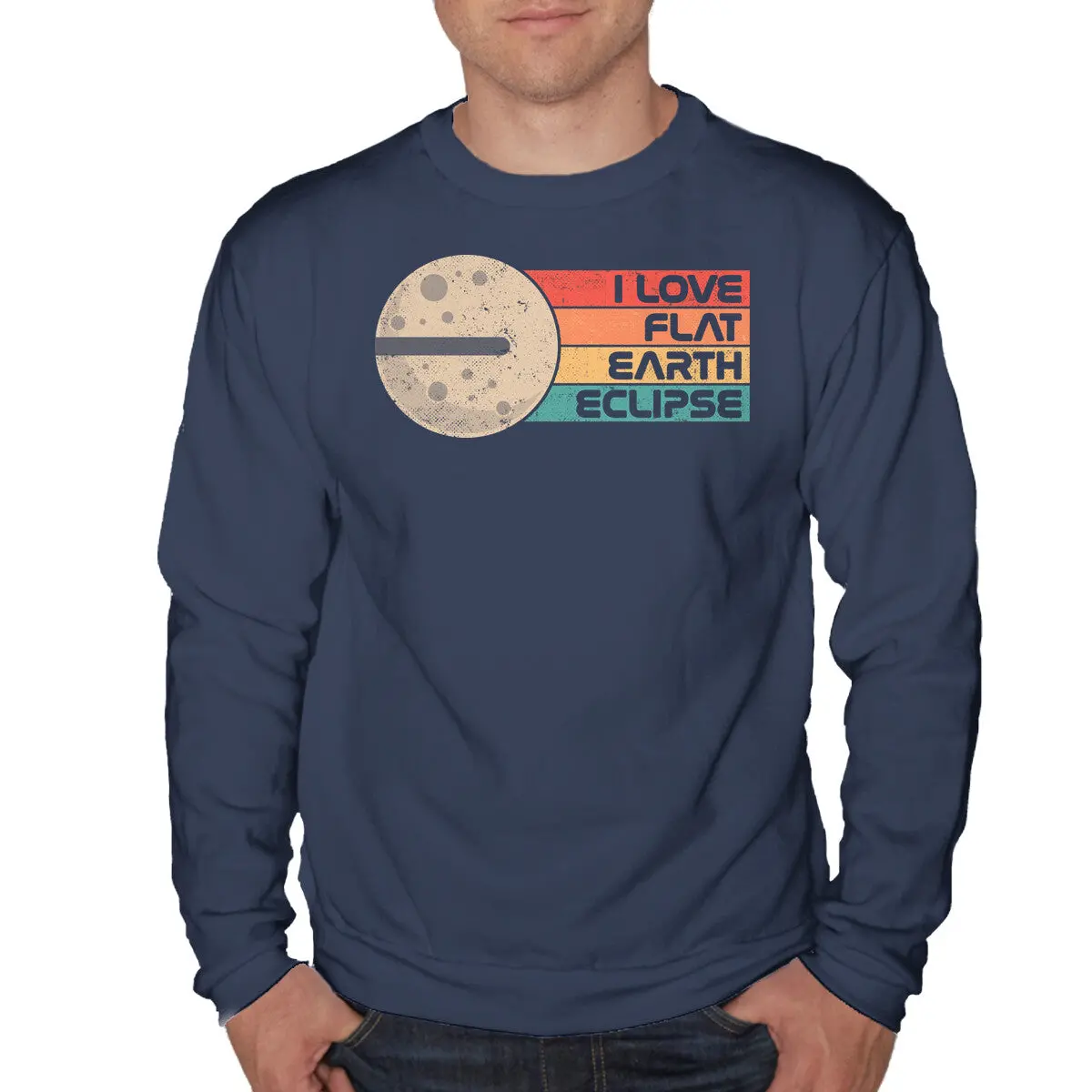 Flat Earth Eclipse Crewneck Sweatshirt for Men and Women - Image 4