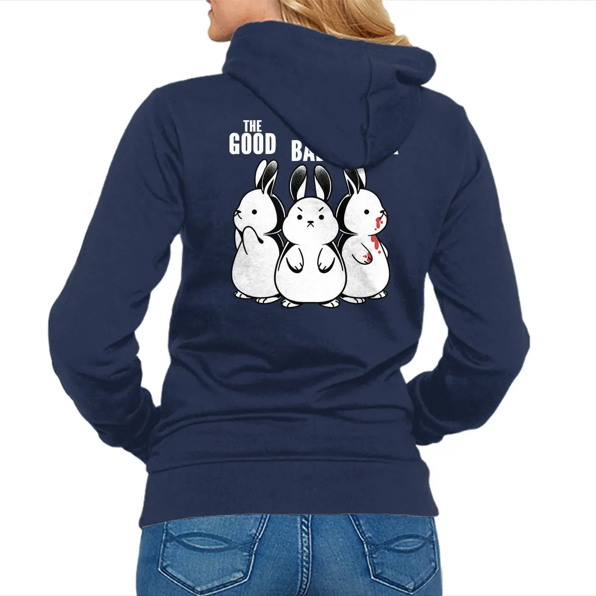 Vintage-Inspired Unisex Zip-Up Sweatshirt Featuring The Good, The Bad & The Killer Rabbit - Image 4
