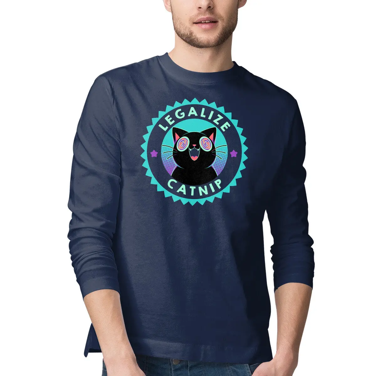 Legalize Catnip Psychedelic Kitten Tee - Image 4