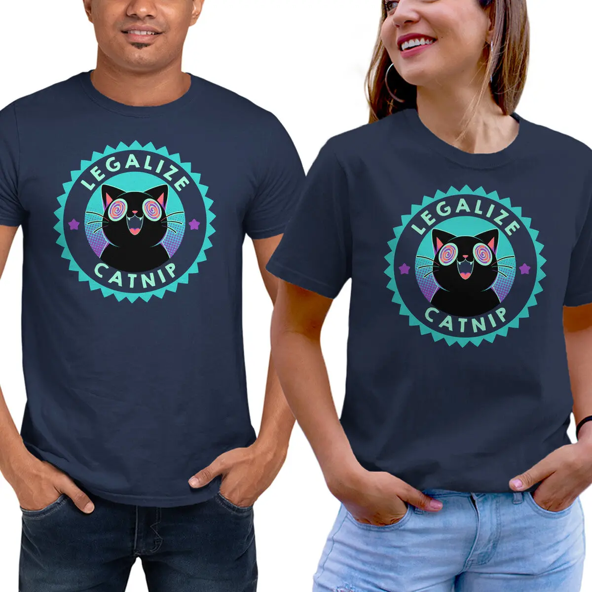 Psychedelic Kitten Catnip T-Shirt for Unisex Wear - Image 5