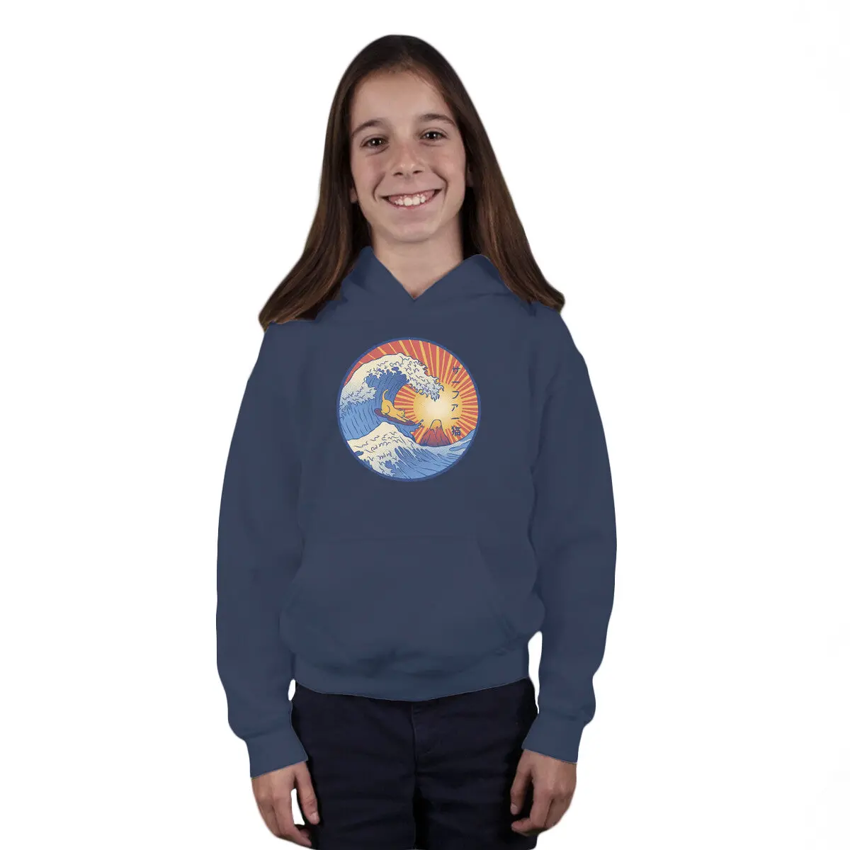 Kanagawa Wave Cat Sweatshirt for Teens - Image 7