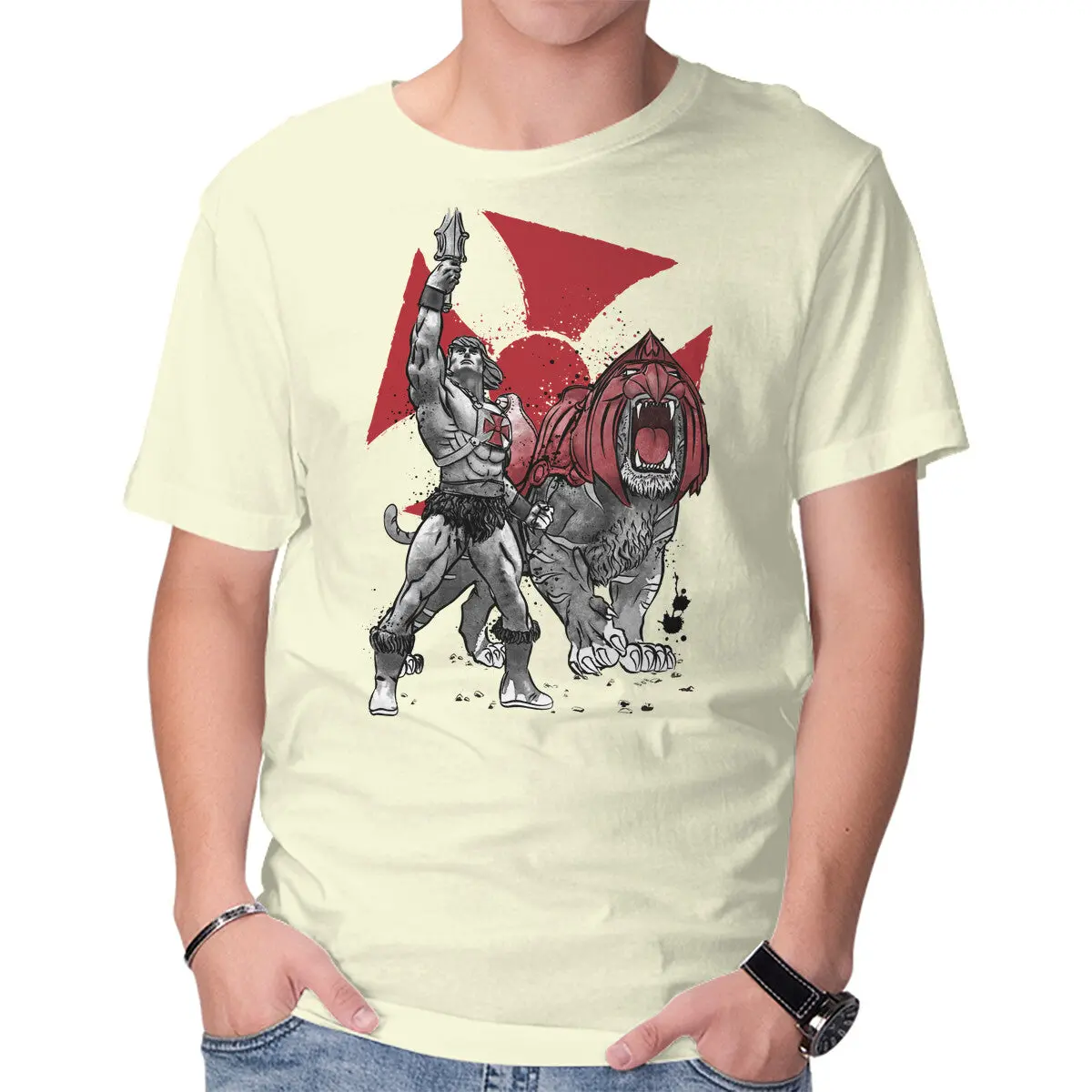 Prince Adam & Battle Cat Sumi-E Art T-Shirt - Image 9