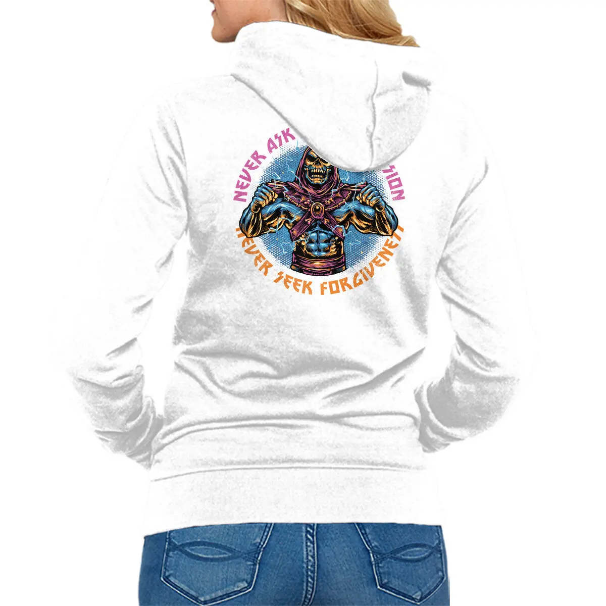 Skeleton Motif Zip-Up Sweatshirt - Image 7