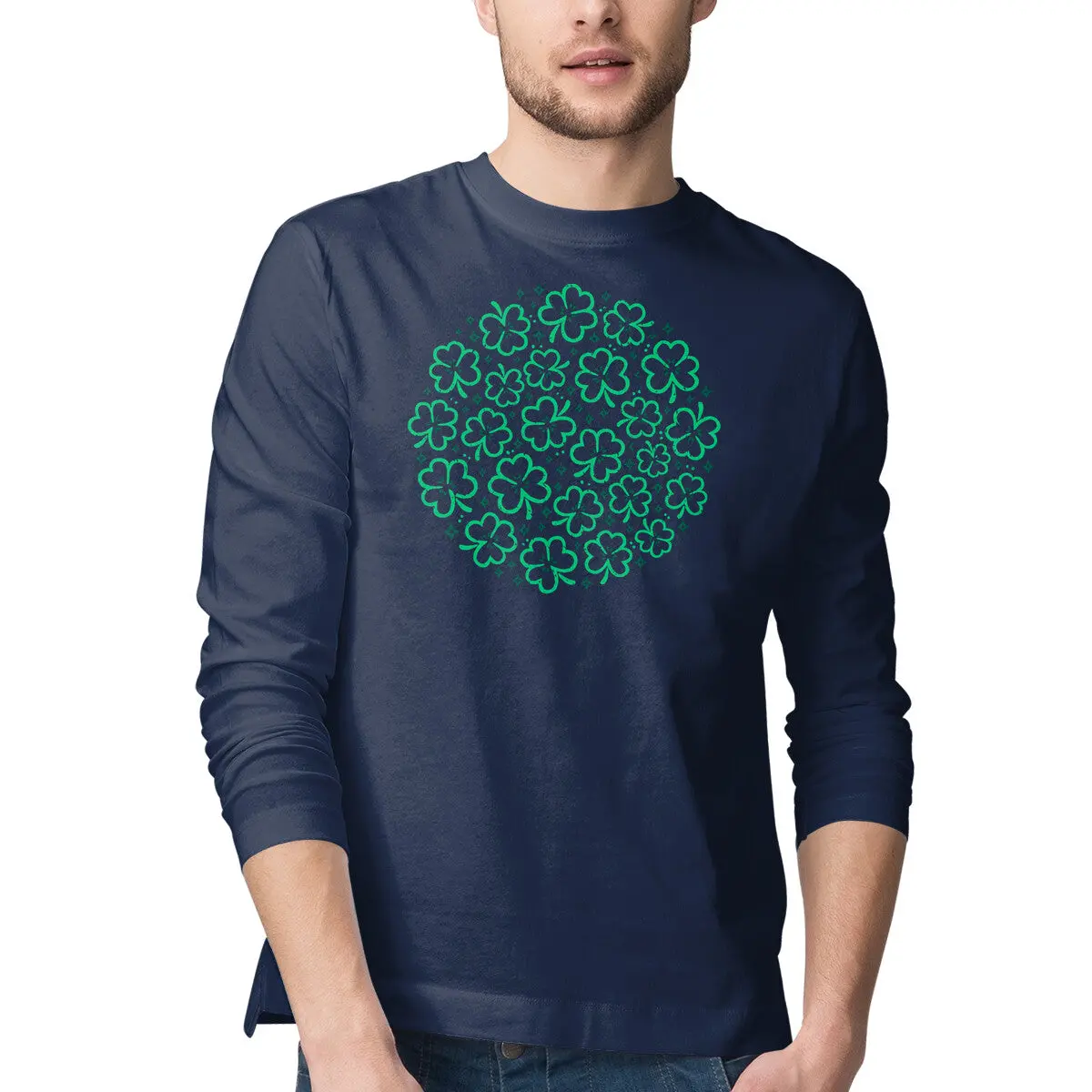 Long-Sleeve Shamrock T-Shirt for Men - Image 4