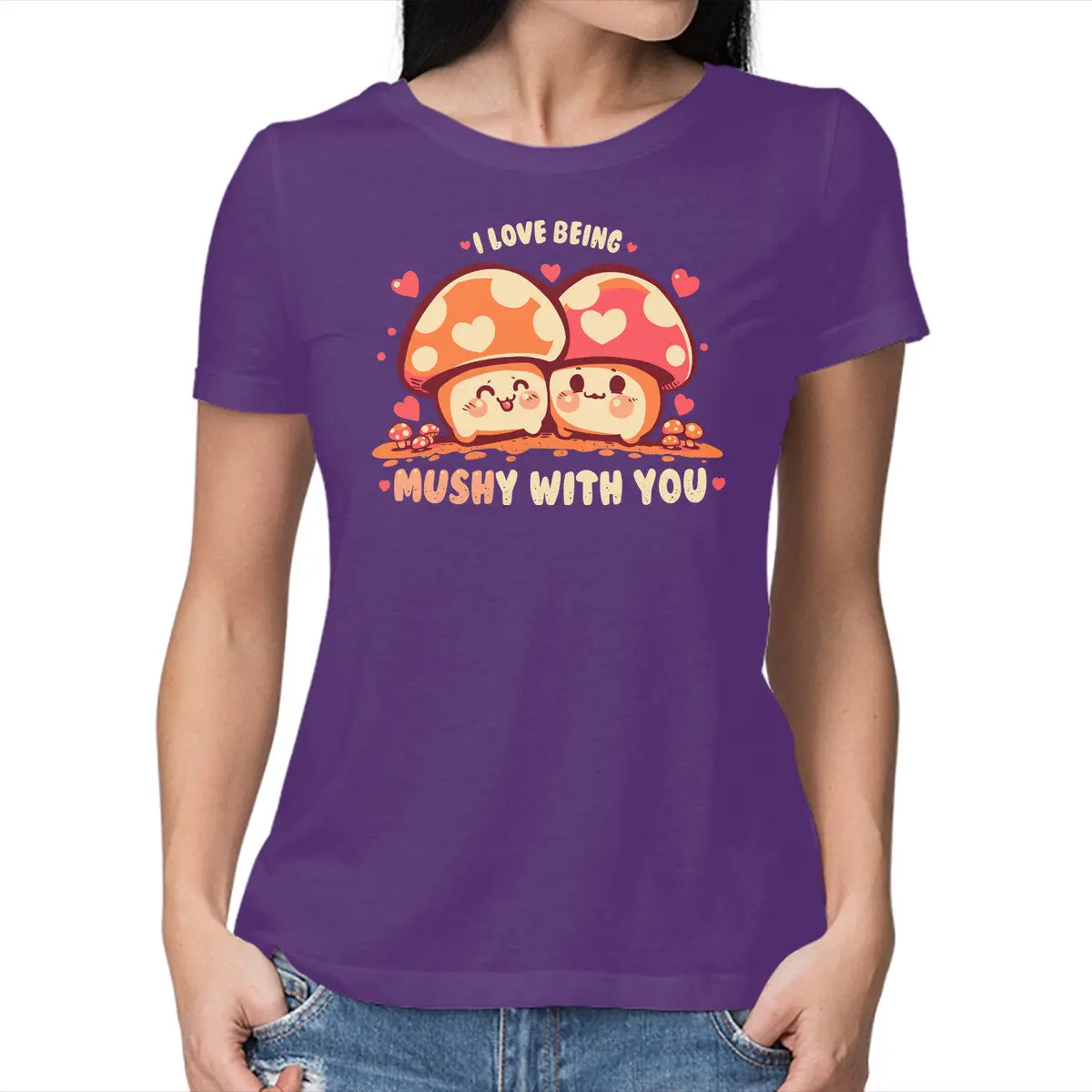 Soft Cotton Women's Basic Tee – 'Being Mushy With You' - Image 17