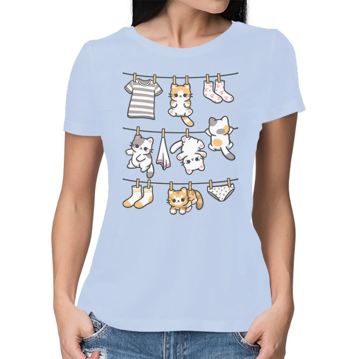 Kitten-Themed Casual T-Shirt for Women - Image 9