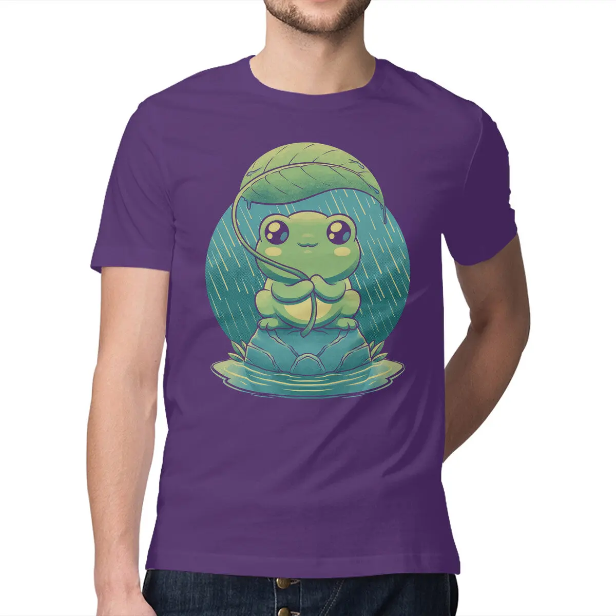 Cute Frog Rainy Day T-Shirt for Men - Image 13