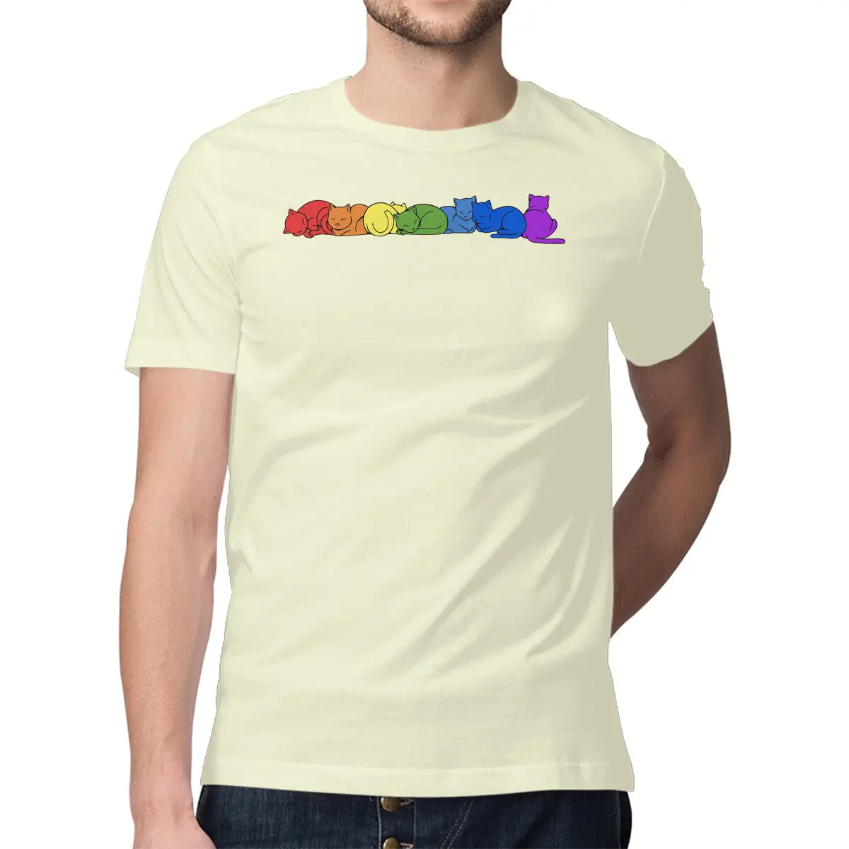 Rainbow Cat Pride T-Shirt for Men - Image 13