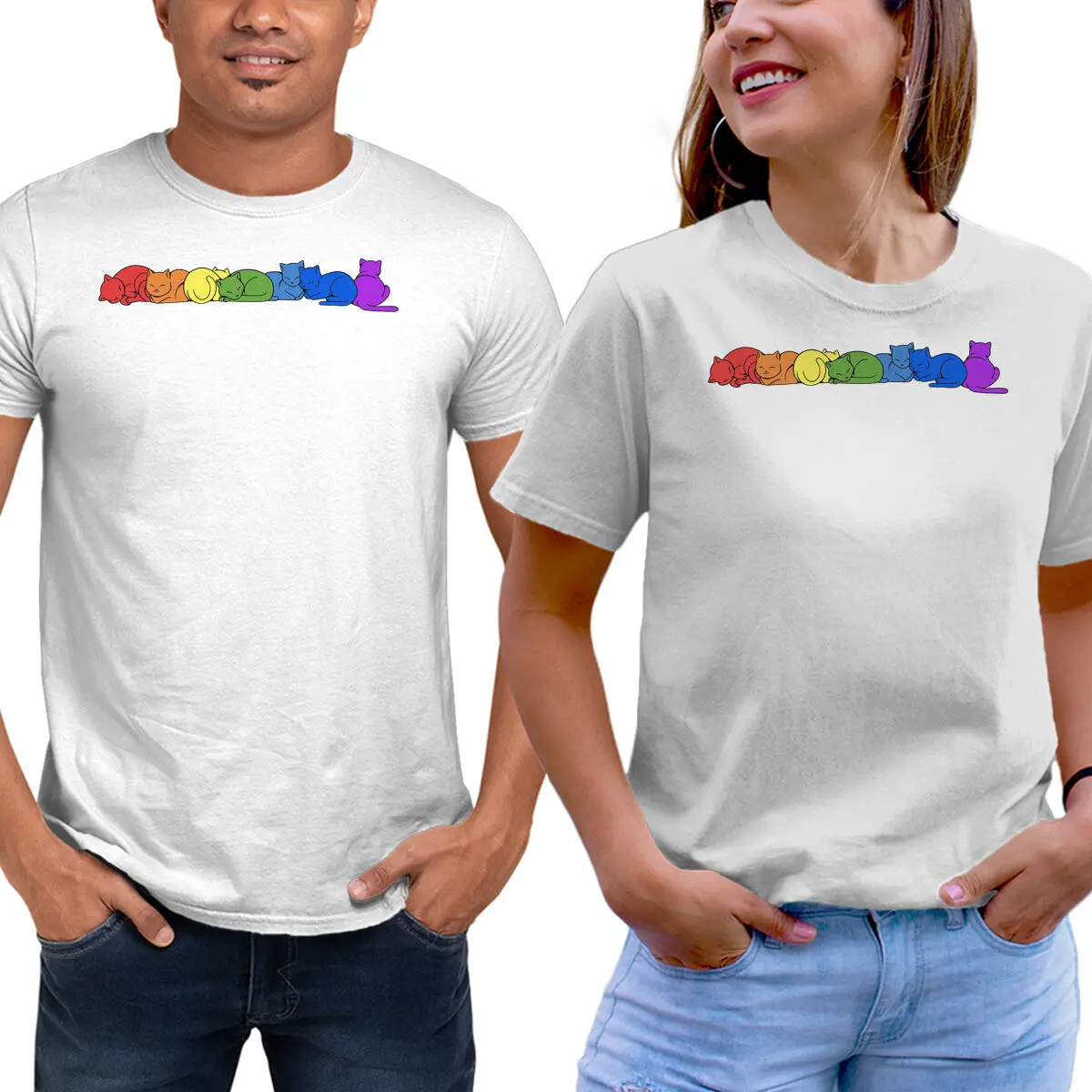 Pride Rainbow Cat T-Shirt - Image 9