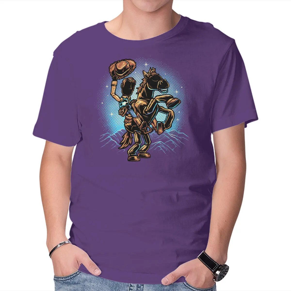 Cowboy and Noble Steed Graphic T-Shirt for Men - Image 17