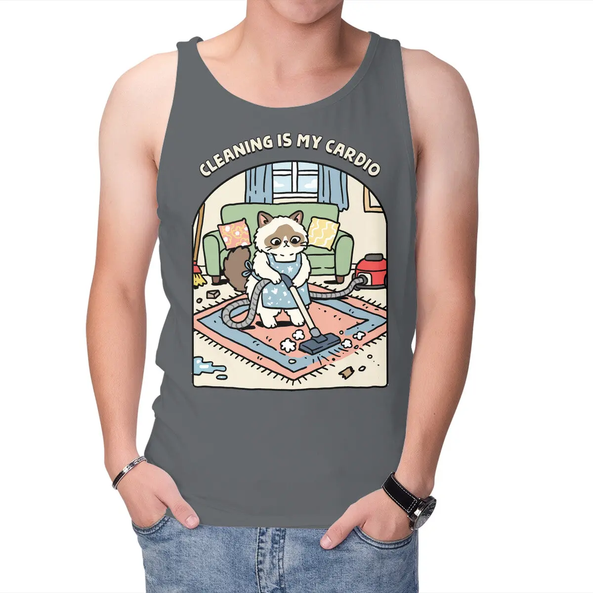 Cleaning Is My Cardio – Fitness-Inspired Motivational Tank Top - Image 10