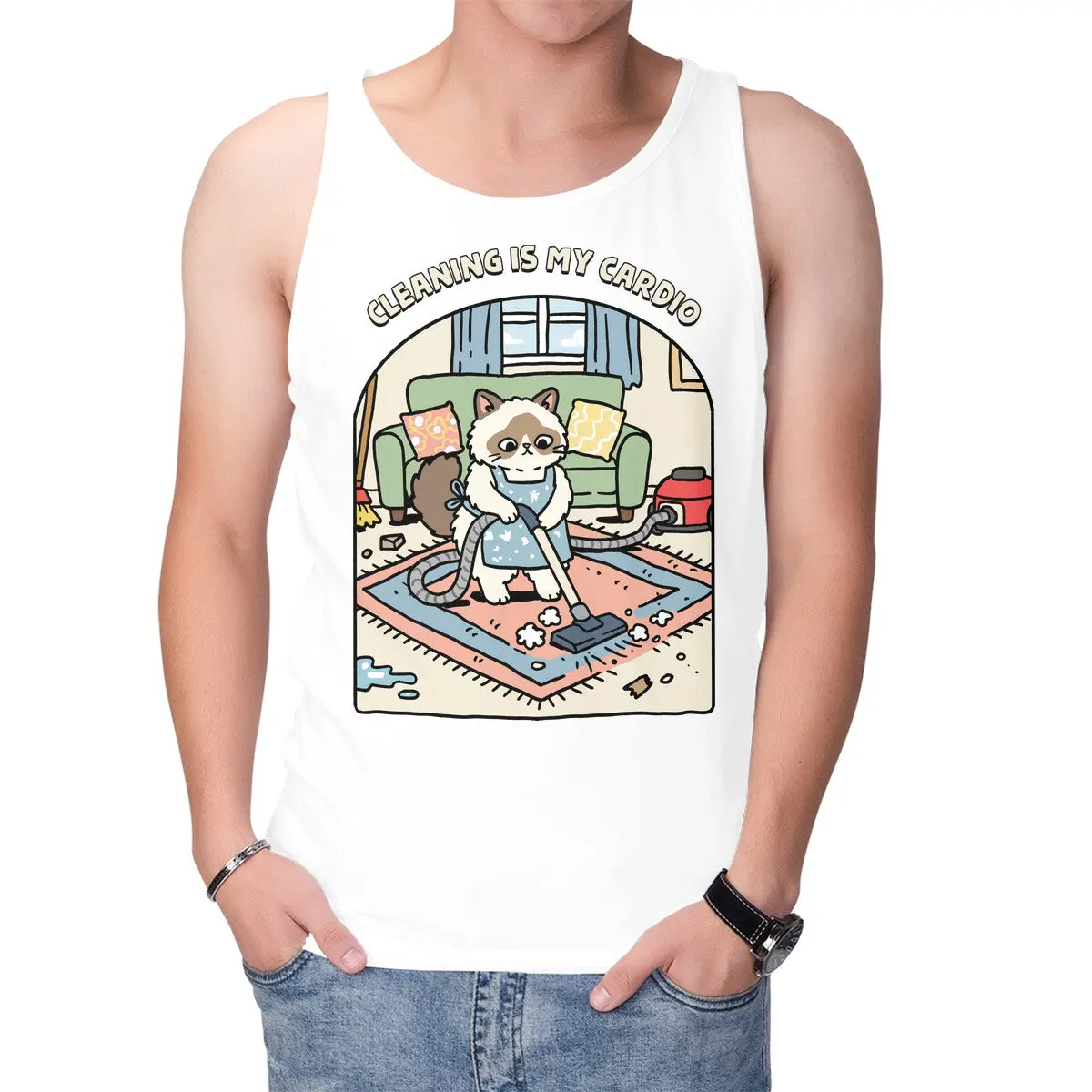 Cleaning Is My Cardio – Fitness-Inspired Motivational Tank Top - Image 13