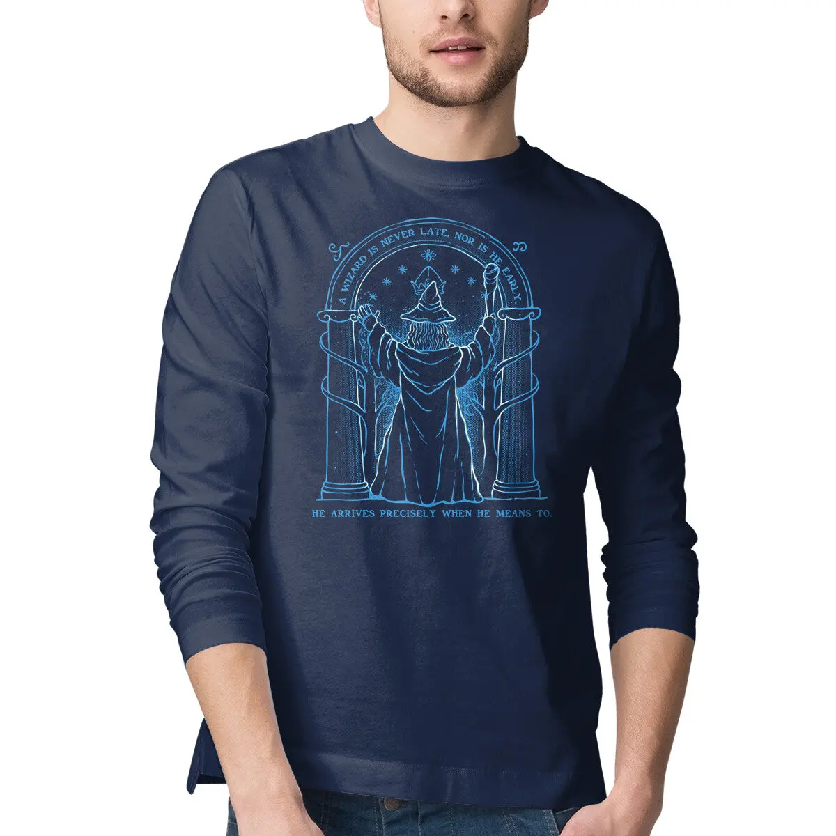 Men's Long-Sleeve Tee – Arrives When He Means To - Image 4