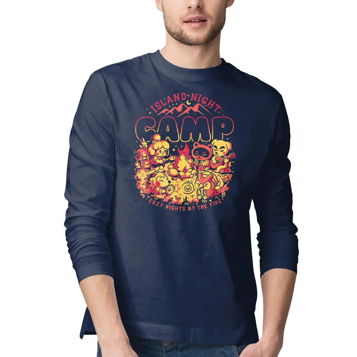Island Night Camp Long-Sleeve T-Shirt for Men - Image 4