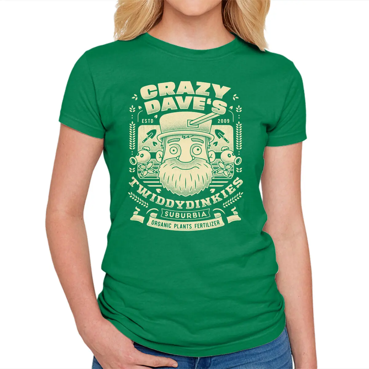 Women's Fitted Grunge T-Shirt with Crazy Dave Emblem - Image 17