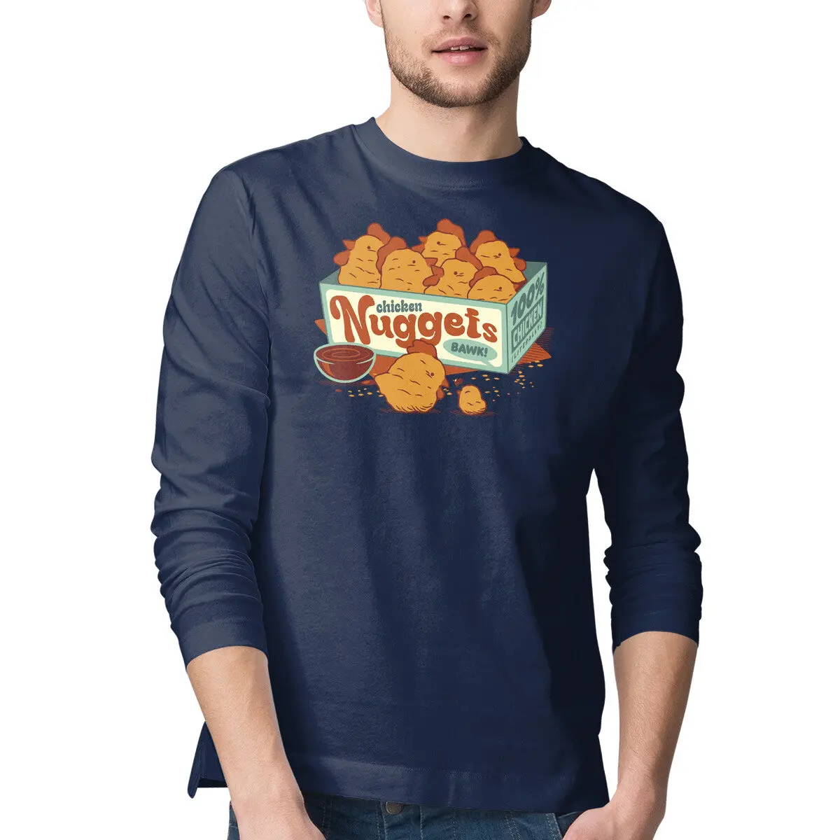 Funny Chicken Nugget Graphic Tee - Image 4