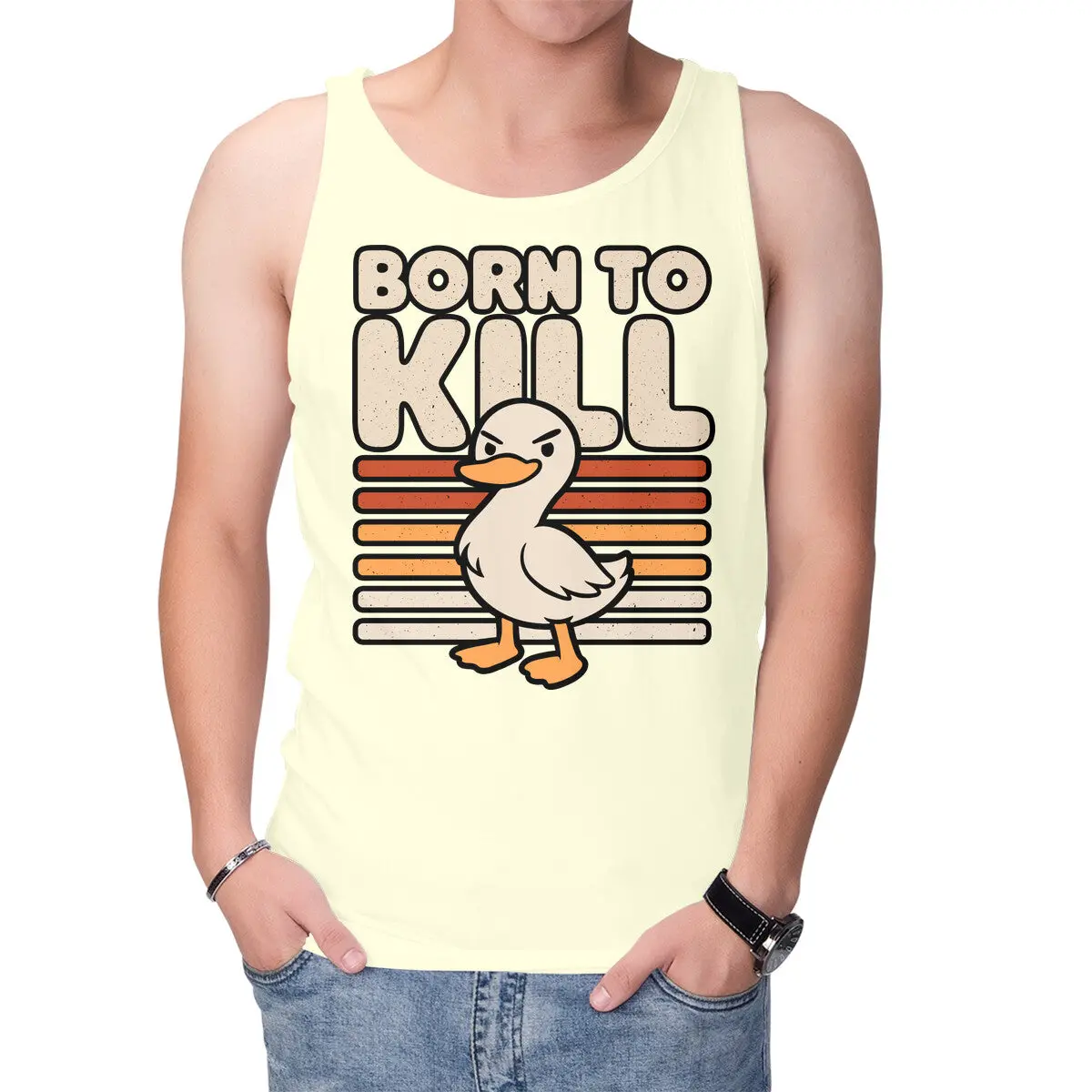 Playful Ironic Duck Graphic Tank Top - Image 10
