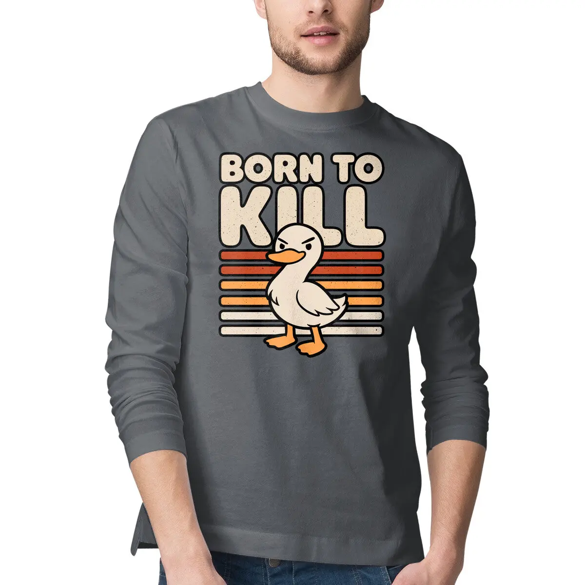 Ironic Duck Design Long-Sleeve Tee - Image 7