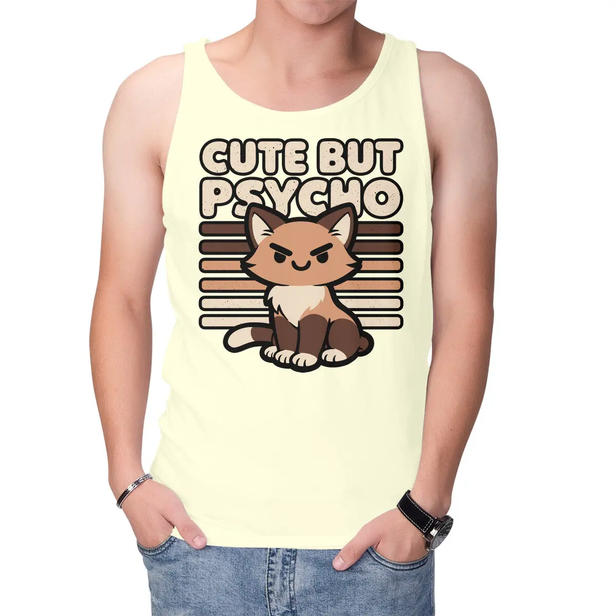 Playful Ironic Cat Graphic Tank Top - Image 13