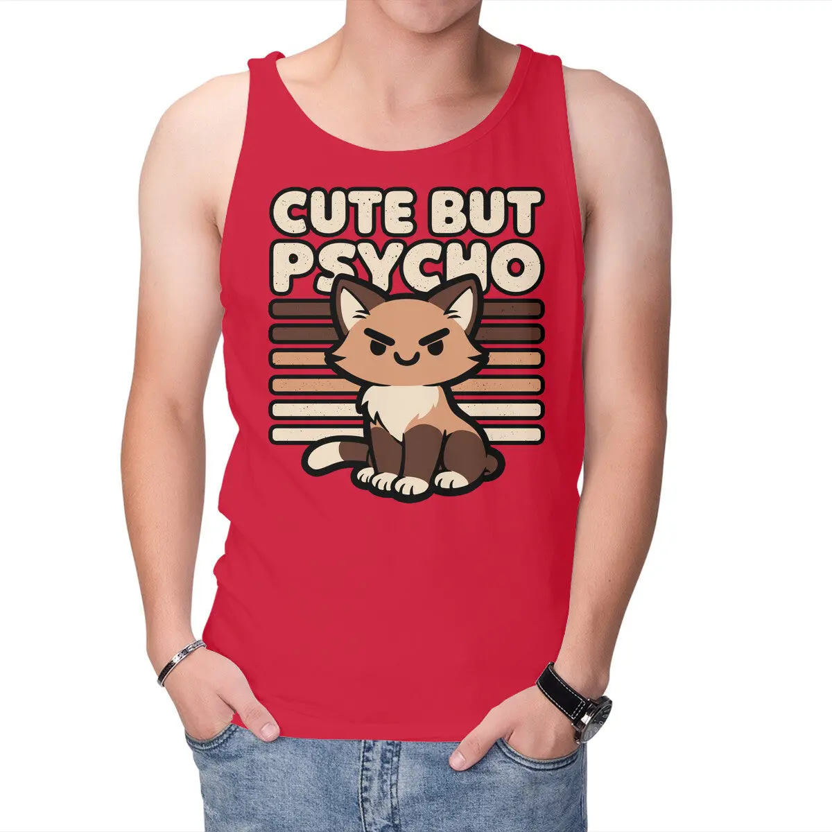 Playful Ironic Cat Graphic Tank Top - Image 10