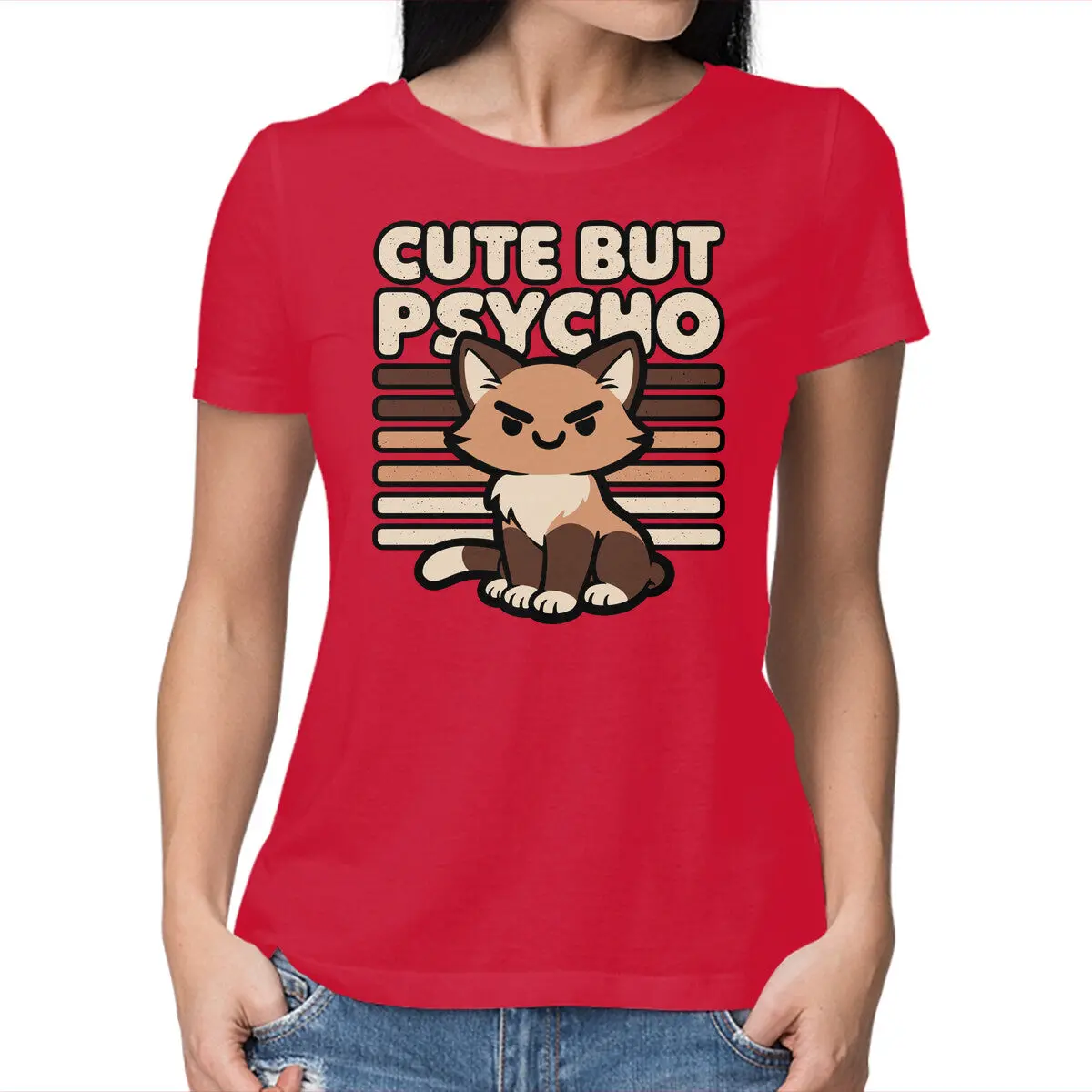 Playful Ironic Cat T-Shirt for Women - Image 13