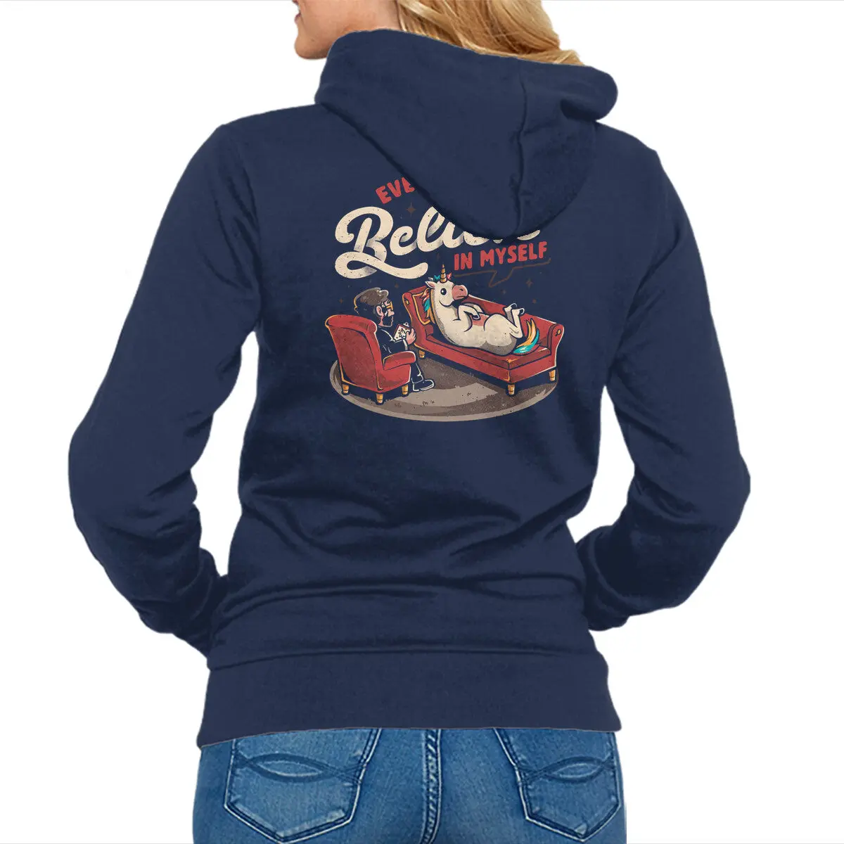 Even I Don’t Believe in Myself – Humorous Unisex Zip-Up Sweatshirt - Image 4
