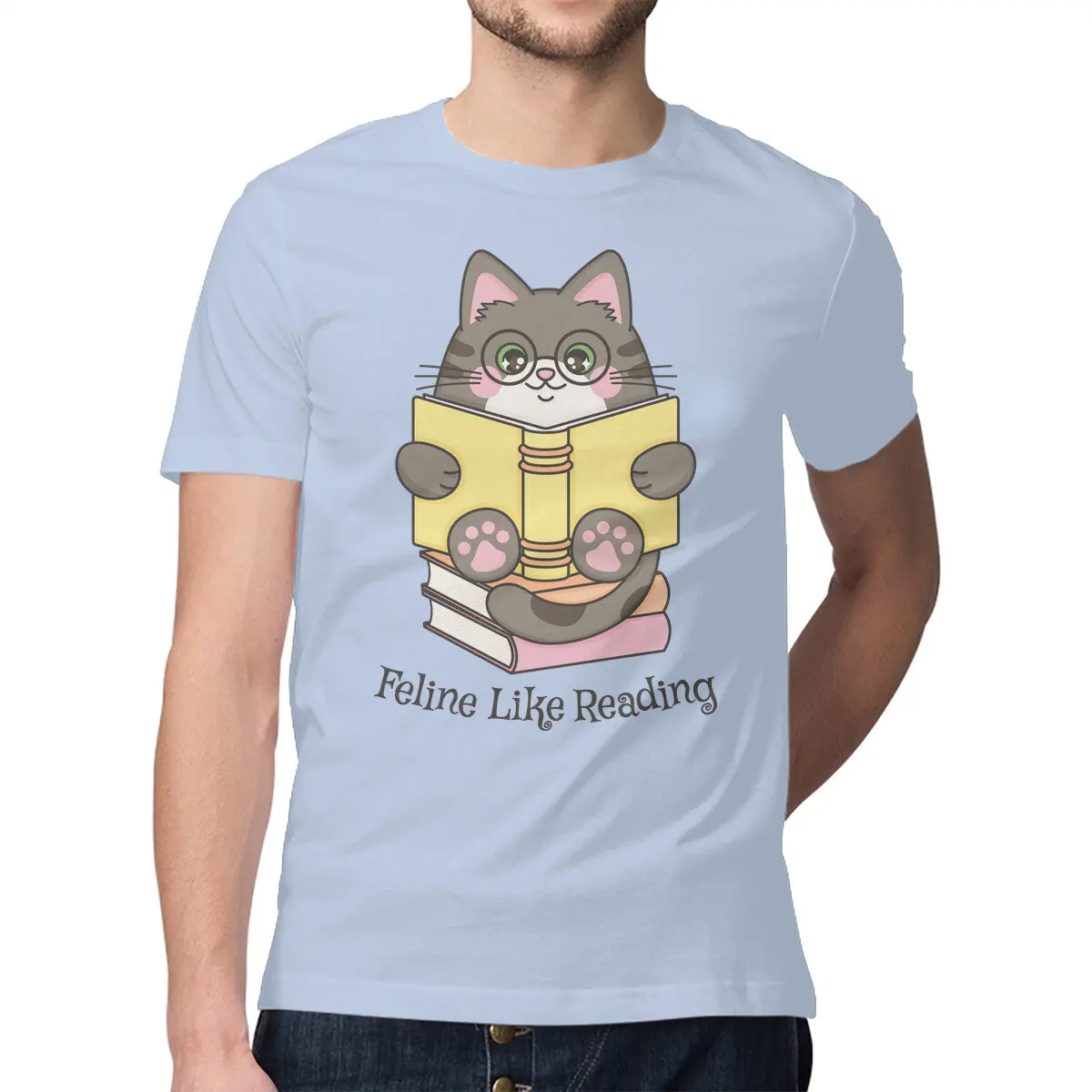 Cat-Themed Reading T-Shirt for Men - Image 9
