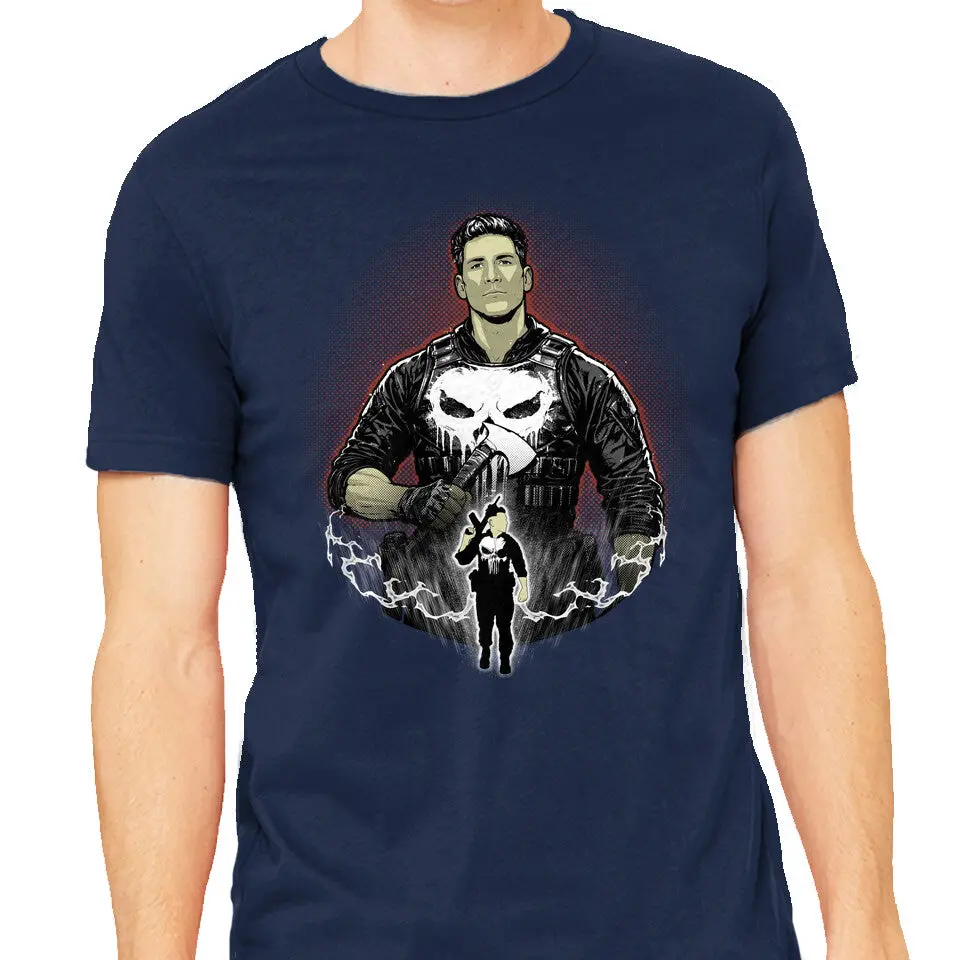 Heavyweight Men's Skull T-Shirt with Vigilante Shadow Motif - Image 5