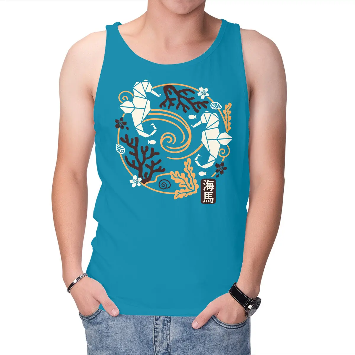 Origami Seahorse Graphic Tank Top - Image 7