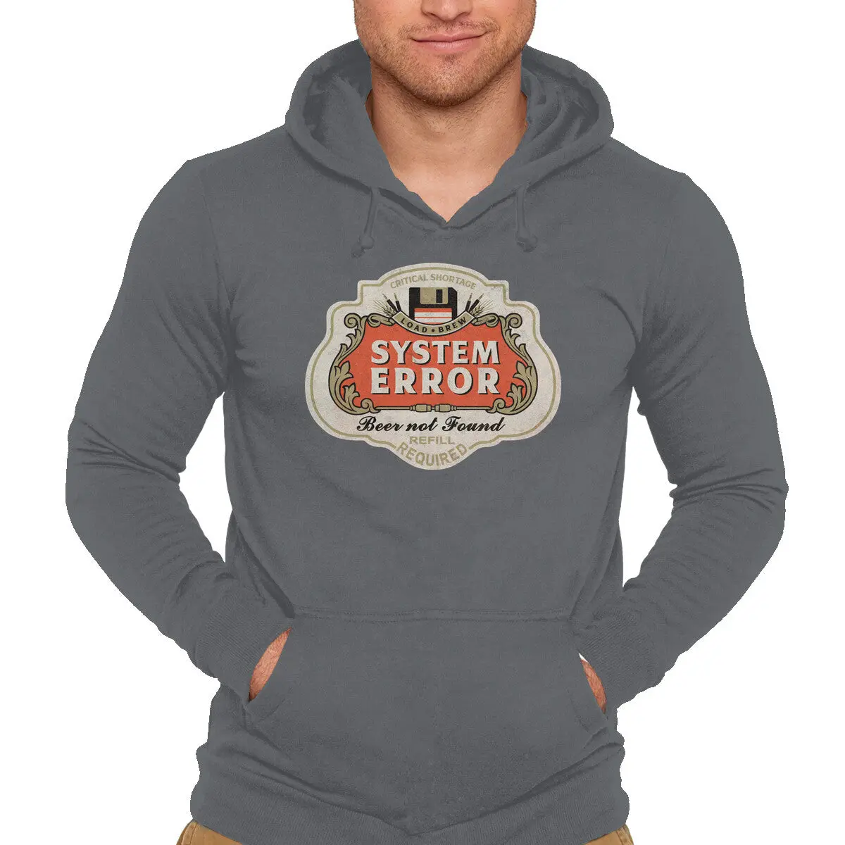 Funny System Error Sweatshirt Featuring Humorous 'Beer Not Found' Illustration - Image 7