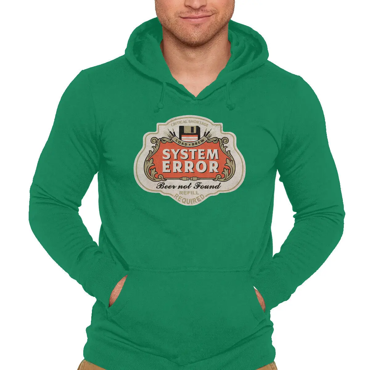 Funny System Error Sweatshirt Featuring Humorous 'Beer Not Found' Illustration - Image 10