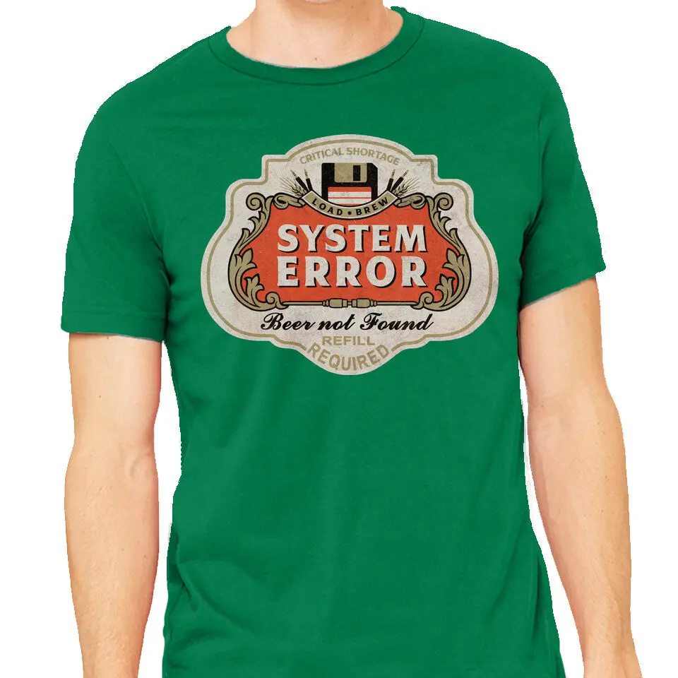 Men's Heavyweight T-Shirt Featuring a Humorous 'System Error: Beer Not Found' Design - Image 13